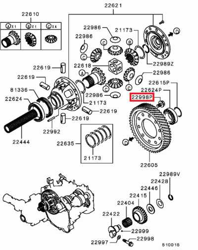 MD952231 Vis M12x29 fixation couronne / différentiel BV5 E4-10