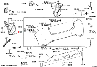 52159-K0909 Pare choc arrière, sans aide stationnement GR Yaris (52159)