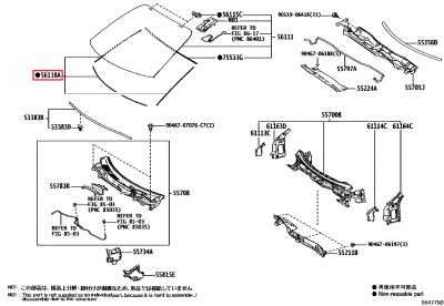 56117-64010 Kit joints pare brise avant GR Yaris (56118A)