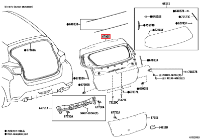 67005-52G30 Hayon coffre arrière aluminium GR Yaris GEN1 (67005)